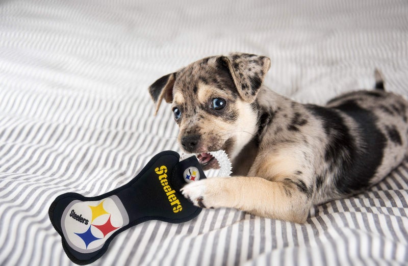 Pets First NFL Pittsburgh Steelers Dental Dog TUG Toy with Squeaker. Tough PET Toy for Healthy Fun, Teething & Cleaning Pet's Teeth & Gum., Team Color, one Size (PIT-3310) - Image 3